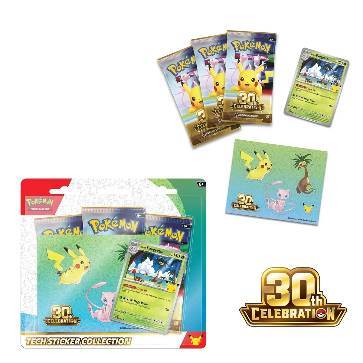 English Pokémon TCG 30th Celebration Tech Sticker Collection — Alolan Exeggutor